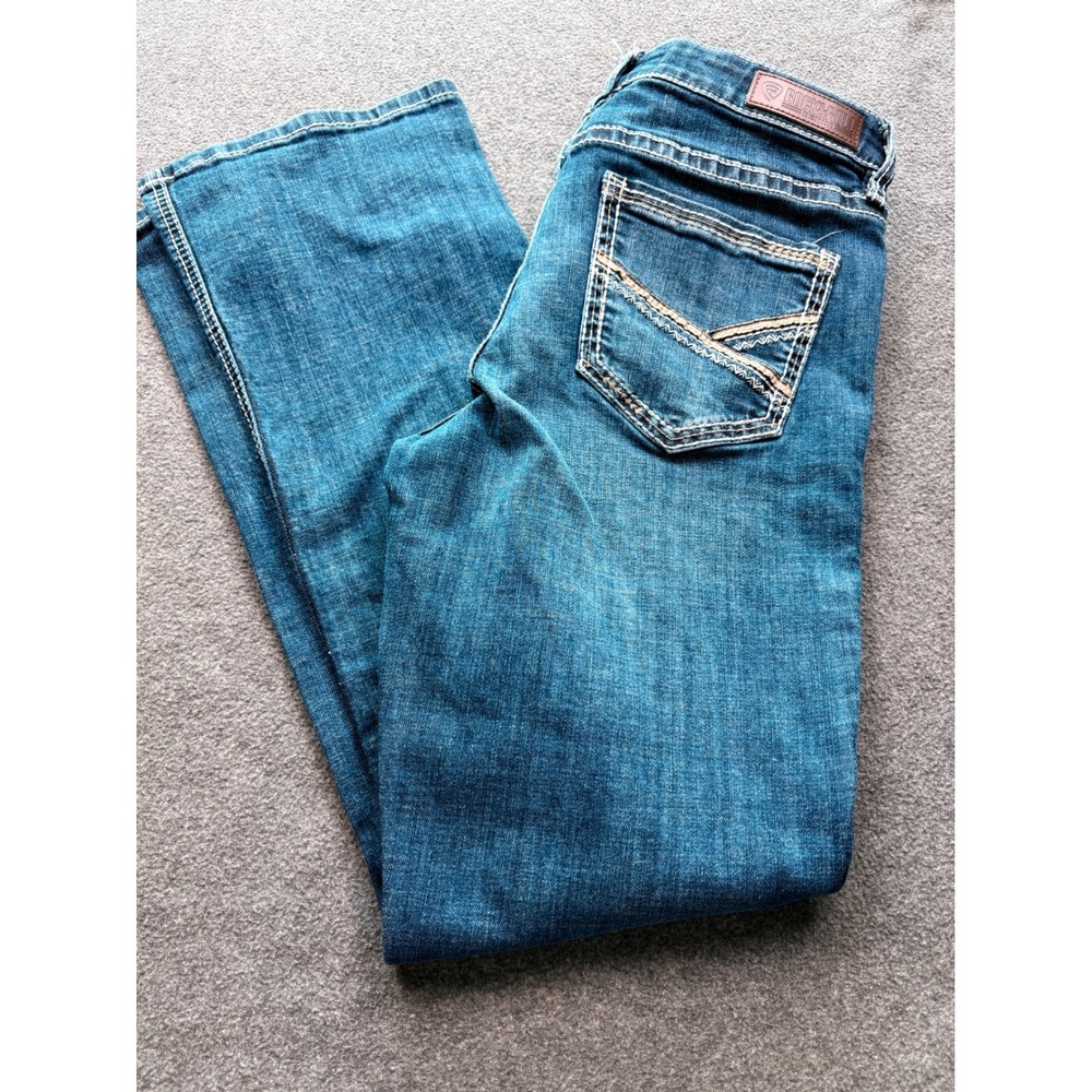 Rock & Roll Denim Womens Mid Rise Bootcut Jeans W29 L32 Medium Wash Blue Stretch